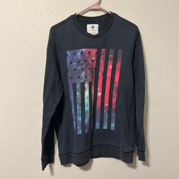 Women’s Large On The BYAS sweatshirt multicolored American flag - Picture 1 of 4